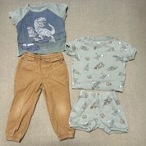 2/3T baby boy lot. Old navy pants, Pekkle tshirt, and matching short set